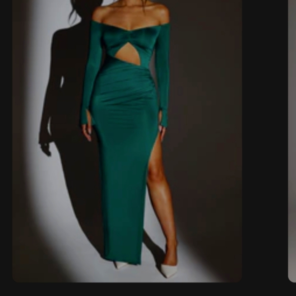 Audra Green Cut Out Maxi Dress in Emerald Green